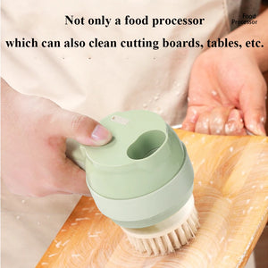 4 IN 1 Electric Vegetable Cutter Set Multifunctional Garlic Mud Masher Chopper Mini Food Processor Cutting Pressing Mixer Slicer