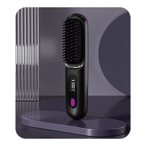 Hair Straightener Brush USB Rechargeable Cordless Negative Ions Hot Brush Electric Fluffy Curly Hair Styling Detangling Comb