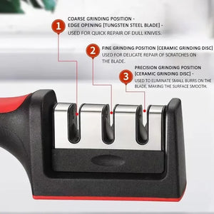 Quick Knife sharpener 3/4 section Knife sharpener Multi-functional hand-held whetstone Home sanding tool Kitchen tool - Stereotech