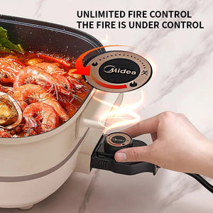 Electric Hot Pot 6L Large Capacity Household Integrated Electric Cooking Pot Multi functional Stir Fry Stew and Grilled Fish Pot