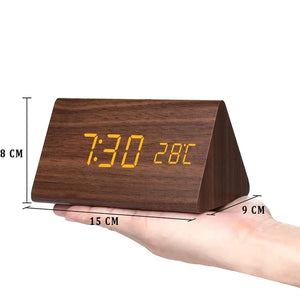 Alarm Clock for Bedrooms Bedside Table Wooden Desk Decor Wake Up Table Clock With Temperature Led Digital Clock Light Dawn