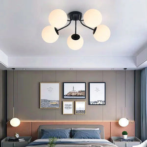 Modern Glass Ball Ceiling Lights Black Gold Lamp Body For Living Room Bedroom Nordic Ceiling LED Chandelier