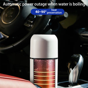 12V/24V 420ml Car Heating Cup Electric Kettle with Automatic Stirring Function Stainless Steel Warmer Bottle LCD Display