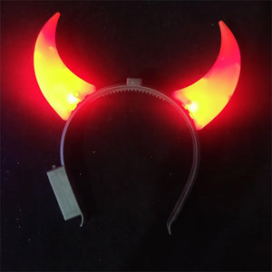 Led Devil Horn Light Up Headband Evil Halloween&Christmas Party Decor Party Glitter Headwear Cosplay Party Costume Hair Hoop