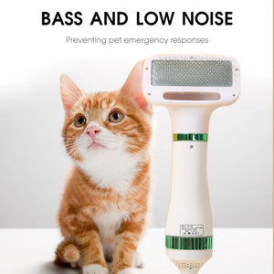 New Efficient Lightweight Portable Pet Hair Dryer with Powerful Professional Slicker Brush - Convenient 2-in-1 Grooming Tool for