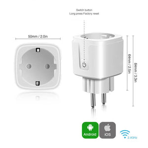 16A Tuya WiFi EU Smart Plug Outlet Power Monitor Wireless Socket Remote Timer Electrical Control For Google Home Alexa Alice