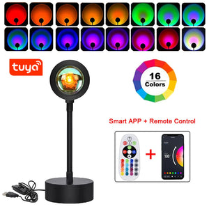 USB 5V Tuya Smart Sunset Lamp Night Light Sunset Projector Smart Life APP Remote Led Lights Room Decoration Photography  Gift