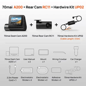 Global 70mai Dash Cam A200 Dual-channel Record 1080P HDR 2'' IPS Screen 24H Parking Monitor 70mai Car DVR A200 WIFI APP 130° FOV