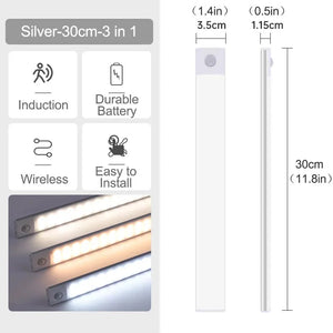 Under Cabinet Lights LED Motion Sensor Night Light Thin Rechargeable Dimmable Lamps Kitchen Cabinet Bedroom Wardrobe Lighting