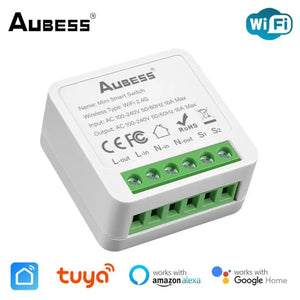 16A Tuya Smart WiFi Switch,2-way Mini Light Switch Power Metering Breaker,For Alexa,Google Home,Yandex Alice,Smart Life Control