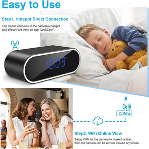 Wireless network mini clock camera 1080P WiFi infrared night vision high-definition home protection security video camera