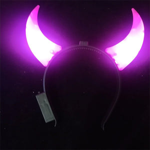 Led Devil Horn Light Up Headband Evil Halloween&Christmas Party Decor Party Glitter Headwear Cosplay Party Costume Hair Hoop