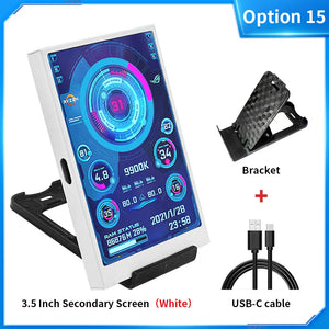 3.5 / 5 Inch IPS Type-C Secondary Screen Mini Computer USB Display CPU GPU RAM HDD Monitor with Holder Metal Case No Use AIDA64