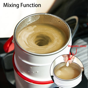 12V/24V 420ml Car Heating Cup Electric Kettle with Automatic Stirring Function Stainless Steel Warmer Bottle LCD Display