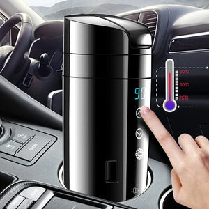 2 in 1 Car Household Electric Kettle Smart Electric Heating Thermos Cup Portable 12V 24V 220V Universal Electric Kettle