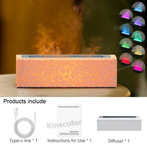 KINSCOTER Essential Oil Aroma Diffuser Flame Air Humidifier Ultrasonic Cool Mist Difusor with  RGB Realistic Fire Night Light