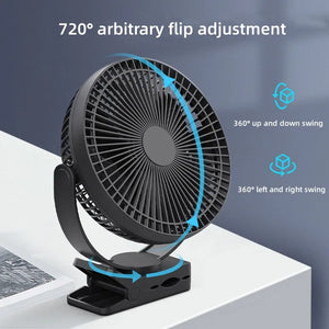 USB Charging Home Room Table Wireless Electric Fan 10000mAh Battery Outdoor Travel Portable Clip Ceiling Fan 4 Speed Adjusted - Stereotech