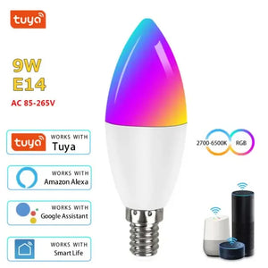 2021 New Tuya Wifi Smart LED Bulb E14 RGB Voice Control Alexa Google Home