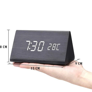 Alarm Clock for Bedrooms Bedside Table Wooden Desk Decor Wake Up Table Clock With Temperature Led Digital Clock Light Dawn