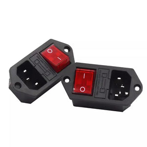 5/20PCS AC-01B-1 Red 10A250VAC 3 Terminal Power Socket With 10A Fuse Switch Wlre LZ-14-F19  AC Power Cord Inlet Plug Socket