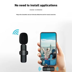 Wireless Lavalier Microphone Portable Audio Video Recording Mini Mic For iPhone Android Live Broadcast Gaming Phone Mic 2024 NEW - Stereotech