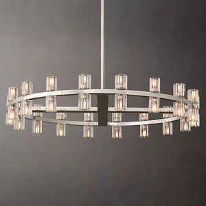 Modern Fashion Large Circular Chandelier Indoor Villa Living Room Decoration Luxury Crystal Ceiling Hanging Pendant Lamp