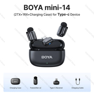 BOYA BOYA Mini Wireless Lavalier Microphone for iPhone Android USB-C Smartphones DSLR Cameras Gaming Live Streaming Youtube Vlog