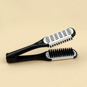 Pro Hairdressing Straightener Nylon Hair Straightening Double Brushes V Shape Comb Clamp Not Hurt Styling Tools DIY Home