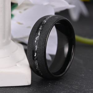 Black sandblasted meteorite 8mm tungsten carbide ring for men and women wedding engagement ring anniversary gift unisex