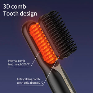 Hot Comb Hair Straightener Electric Heating Comb Fast Heating Portable Travel Anti-Scald Beard Straightener Curling Hot Comb