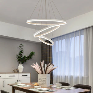 Modern Chandelier Led Ring Circular Ceiling Pendant Light Black Loft Living Dining Kitchen Interior Lighting Fixtures