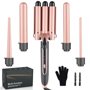 5 in 1 Curling Wand Sets with 3 Barrel Hair Waver, Dual Voltage , Instant Heating, Temp Adjustment ,Hair Crimper Iron for Women