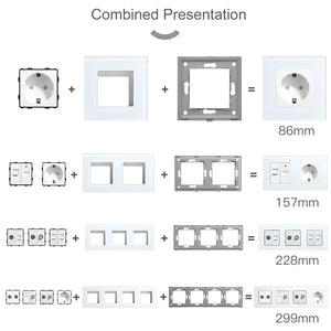 BSEED 1/2/3Gang 1/2Way Wall Button Switch Part Wall Power Socket Electrical Outlets Glass Frame DIY Module Part Free Combination