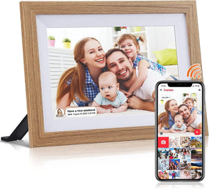 10.1 inch wifi cloud digital photo frame ios Android APP remote digital photo frame wooden digital frame