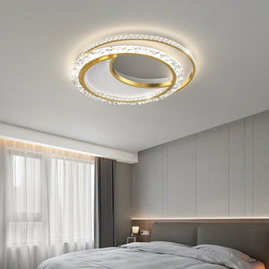 Round LED Ceiling Lights Modern Simple Living Room Bedroom Study Golden Acrylic Chandelier Nordic Indoor Lighting Decor Fixtures