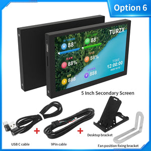 3.5 / 5 Inch IPS Type-C Secondary Screen Mini Computer USB Display CPU GPU RAM HDD Monitor with Holder Metal Case No Use AIDA64