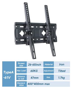 Universal TV Wall Mount 60Kg Adjustable Tilted Monitor Support PC Screen Holder Bracket For 42Inch 65Inch 75Inch Wall Stand