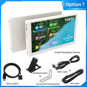 3.5 / 5 Inch IPS Type-C Secondary Screen Mini Computer USB Display CPU GPU RAM HDD Monitor with Holder Metal Case No Use AIDA64