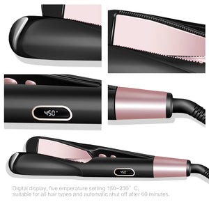 2 In 1 Pro Twist Hair Straightener And Curler Spiral Wave Curling Gold Titanium Flat Iron Straightening Curling Styling Tool