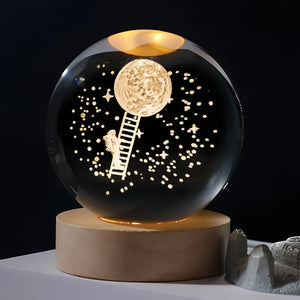 LED Crystal Ball Table Lamp USB Night Light 3D Moon Planet Galaxy Decor for Home Table Lamp Party Toys for Kids Adult Xmas Gifts