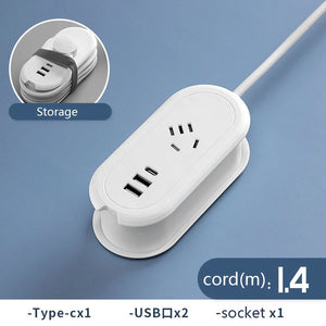 AU Plug Power Strip with 2 USB 1 Type-C Mini Portable 1.4M Extension Cable 2 Outlets Electrical Socket Storage Charging Cable