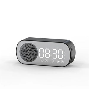 New Desk Speaker Clock Bluetooth Speaker FM Radio Alarm Clock HiFi Sound HD Mirror Screen Support TF Card for Bedroom Clock