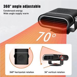 12V 2-in-1 Car Heater Universal Windshield Fast Heating Defrost Defogger 360 Degree Rotation Auto Heater Interior Accessories