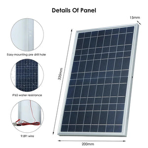 12V Solar Panel Kit Complete 600W Capacity Polycrystalline USB Power Portable Outdoor Rechargeable Solar Cell Generator for Home - Stereotech