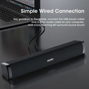 4D Wired Computer Speaker Bar Stereo Sound Subwoofer For Macbook Laptop Notebook PC Music Player PC Soundbar Loudspeaker