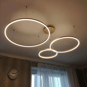 Minimalist Modern Led Chandelier Home Lighting Brushed Rings Ceiling Mounted Chandelier Lighting Hanging Lamp Gold&Black Frame