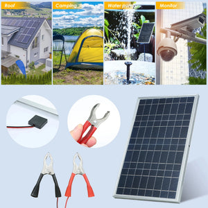 12V Solar Panel Kit Complete 600W Capacity Polycrystalline USB Power Portable Outdoor Rechargeable Solar Cell Generator for Home - Stereotech