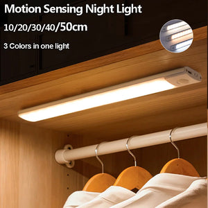 Under Cabinet Lights LED Motion Sensor Night Light Thin Rechargeable Dimmable Lamps Kitchen Cabinet Bedroom Wardrobe Lighting