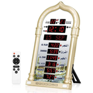 12V Azan Mosque Calendar Muslim Prayer Wall Clock Alarm Islamic Mosque Azan Calendar Ramadan Home Decor with Remote Control