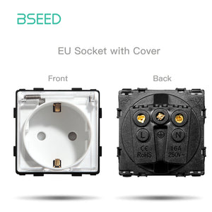 BSEED 1/2/3Gang 1/2Way Wall Button Switch Part Wall Power Socket Electrical Outlets Glass Frame DIY Module Part Free Combination